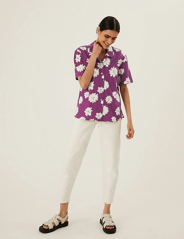 Cheapest π M&S Collection π Shirts & Blouses Pure Cotton Floral Short Sleeve Blouse π 3 Cheapest π M&S Collection π Shirts & Blouses Pure Cotton Floral Short Sleeve Blouse π - Image 3