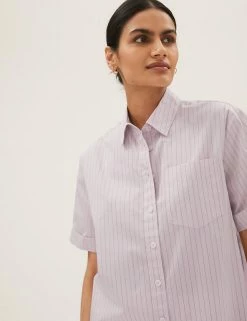 Cheap 🎁 M&S Collection 👕 Shirts & Blouses Pure Cotton Oversized Girlfriend 👕 Shirt 🥰 -New In Womens Sales 2022 SD 01 T43 5306 A4 X EC 1