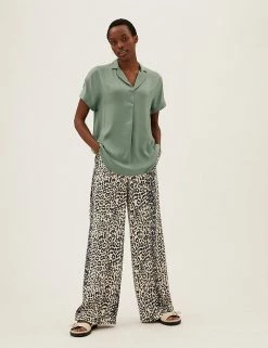 Best Pirce 🔔 M&S Collection 👚 Shirts & Blouses Collared Short Sleeve Popover Blouse 😍 -New In Womens Sales 2022 SD 01 T43 5311 KH X EC 0