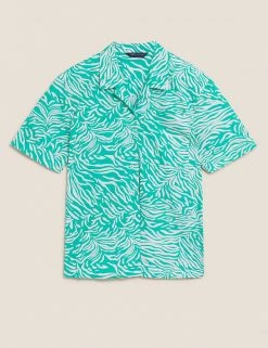 Buy 🔥 M&S Collection 👕 Shirts & Blouses Pure Cotton Animal Print Collared Blouse 👏 -New In Womens Sales 2022 SD 01 T43 5312 J4 X EC 90