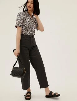 Buy 🔥 M&S Collection 👕 Shirts & Blouses Pure Cotton Animal Print Collared Blouse 👏 -New In Womens Sales 2022 SD 01 T43 5312 N4 X EC 2