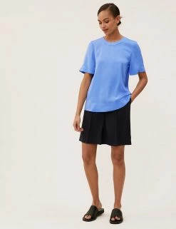 Hot Sale 🎁 M&S Collection Women Round Neck Angel Sleeve Top 😀 -New In Womens Sales 2022 SD 01 T43 5313 E0 X EC 1