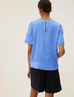 Hot Sale 🎁 M&S Collection Women Round Neck Angel Sleeve Top 😀 -New In Womens Sales 2022 SD 01 T43 5313 E0 X EC 2