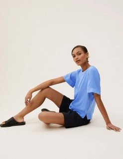 Hot Sale 🎁 M&S Collection Women Round Neck Angel Sleeve Top 😀 -New In Womens Sales 2022 SD 01 T43 5313 E0 X EC 4