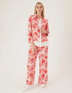 Buy 👏 M&S Collection 👚 Shirts & Blouses Floral Collared Long Sleeve Longline 👚 Shirt ⌛ -New In Womens Sales 2022 SD 01 T43 5395 B4 X EC 1
