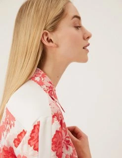 Buy 👏 M&S Collection 👚 Shirts & Blouses Floral Collared Long Sleeve Longline 👚 Shirt ⌛ -New In Womens Sales 2022 SD 01 T43 5395 B4 X EC 3
