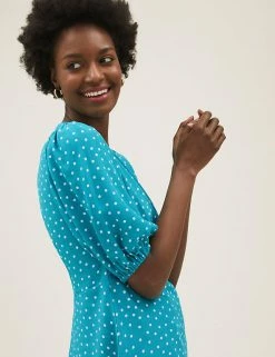 Best reviews of ⌛ M&S Collection Tops Printed Round Neck Puff Sleeve Top 🔥 -New In Womens Sales 2022 SD 01 T43 5433 H4 X EC 2