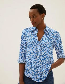 Cheapest 🔥 M&S Collection 👚 Shirts & Blouses Animal Print Collared Long Sleeve 👚 Shirt 🔔