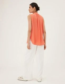 Cheapest 🎁 M&S Collection 👚 Shirts & Blouses V-Neck Sleeveless Longline Popover Blouse 🧨 -New In Womens Sales 2022 SD 01 T43 5472 P0 X EC 3