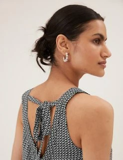 Coupon 🧨 M&S Collection Tops Geometric Round Neck Sleeveless Cami Top 🔔 -New In Womens Sales 2022 SD 01 T43 5514 Y4 X EC 2