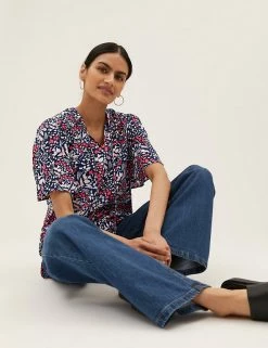 Brand new 💯 M&S Collection 👚 Shirts & Blouses Printed Tie Neck Popover Blouse 😉