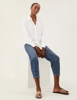 Best Sale ❤️ M&S Collection 👚 Shirts & Blouses Collared Long Sleeve 👚 Shirt ✨ -New In Womens Sales 2022 SD 01 T43 5603 KY X EC 0