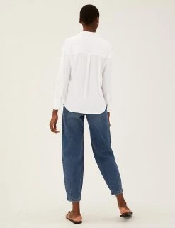 Best Sale ❤️ M&S Collection 👚 Shirts & Blouses Collared Long Sleeve 👚 Shirt ✨ -New In Womens Sales 2022 SD 01 T43 5603 KY X EC 3