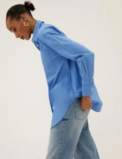 Promo ❤️ M&S Collection 👕 Shirts & Blouses Pure Cotton Oversized Girlfriend 👕 Shirt ❤️