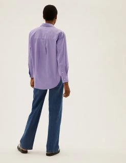 Promo ❤️ M&S Collection 👕 Shirts & Blouses Pure Cotton Oversized Girlfriend 👕 Shirt ❤️ -New In Womens Sales 2022 SD 01 T43 5655 G0 X EC 3