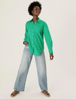 Promo ❤️ M&S Collection 👕 Shirts & Blouses Pure Cotton Oversized Girlfriend 👕 Shirt ❤️ -New In Womens Sales 2022 SD 01 T43 5655 J0 X EC 1