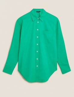 Promo ❤️ M&S Collection 👕 Shirts & Blouses Pure Cotton Oversized Girlfriend 👕 Shirt ❤️ -New In Womens Sales 2022 SD 01 T43 5655 J0 X EC 90