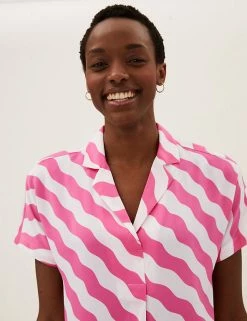 Hot Sale ⭐ M&S Collection 👕 Shirts & Blouses Printed Collared Longline Popover Blouse 🧨 -New In Womens Sales 2022 SD 01 T43 5916 Z4 X EC 3