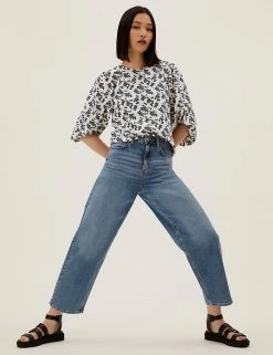 Top 10 🥰 M&S Collection Tops Floral Blouson Sleeve Top 🔥 -New In Womens Sales 2022 SD 01 T43 5963 Y8 X EC 2