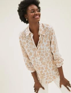 Deals 😉 M&S Collection 👚 Shirts & Blouses Animal Print Collared Long Sleeve 👚 Shirt 😍