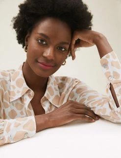 Deals 😉 M&S Collection 👚 Shirts & Blouses Animal Print Collared Long Sleeve 👚 Shirt 😍 -New In Womens Sales 2022 SD 01 T43 5964 L4 X EC 1