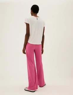 Best Pirce 😍 M&S Collection Tops Floral Slash Neck Relaxed Short Sleeve Top ❤️ -New In Womens Sales 2022 SD 01 T43 7023 FD X EC 3