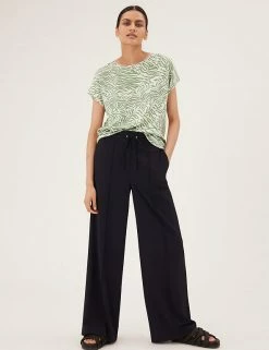 Best Pirce 👏 M&S Collection Women Animal Print Slash Neck Relaxed Top 🔥 -New In Womens Sales 2022 SD 01 T43 7024 DW X EC 2