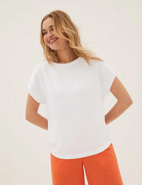 Cheap π M&S Collection Tops Slash Neck Relaxed Short Sleeve Top βοΈ 1 Cheap π M&S Collection Tops Slash Neck Relaxed Short Sleeve Top βοΈ