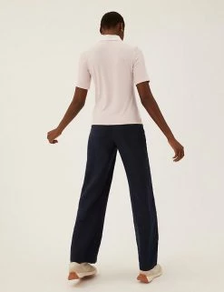 Hot Sale 🤩 M&S Collection Tops Ribbed Collared Short Sleeve Top 🌟 -New In Womens Sales 2022 SD 01 T43 7129 A1 X EC 4