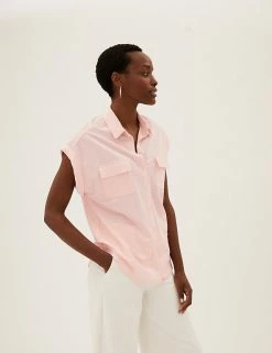 Outlet 🤩 M&S Collection 👚 Shirts & Blouses Collared Regular Fit Short Sleeve 👚 Shirt ⌛