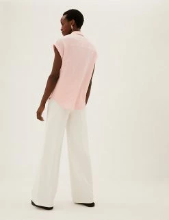 Outlet 🤩 M&S Collection 👚 Shirts & Blouses Collared Regular Fit Short Sleeve 👚 Shirt ⌛ -New In Womens Sales 2022 SD 01 T43 7416 A1 X EC 3