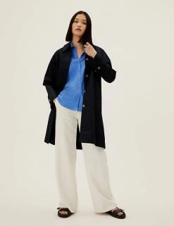 Outlet 🤩 M&S Collection 👚 Shirts & Blouses Collared Regular Fit Short Sleeve 👚 Shirt ⌛ -New In Womens Sales 2022 SD 01 T43 7416 OT X EC 3