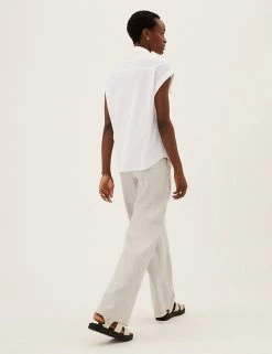 Outlet 🤩 M&S Collection 👚 Shirts & Blouses Collared Regular Fit Short Sleeve 👚 Shirt ⌛ -New In Womens Sales 2022 SD 01 T43 7416 P6 X EC 1