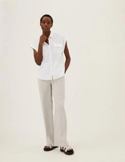 Outlet 🤩 M&S Collection 👚 Shirts & Blouses Collared Regular Fit Short Sleeve 👚 Shirt ⌛ -New In Womens Sales 2022 SD 01 T43 7416 P6 X EC 2