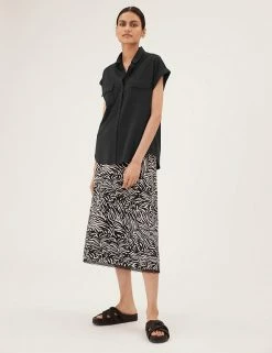 Outlet 🤩 M&S Collection 👚 Shirts & Blouses Collared Regular Fit Short Sleeve 👚 Shirt ⌛ -New In Womens Sales 2022 SD 01 T43 7416 Y0 X EC 0