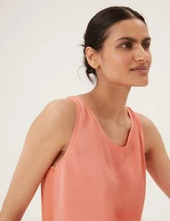 Coupon 🔥 M&S Collection Vests Round Neck Regular Fit Sleeveless Vest Top 👍 -New In Womens Sales 2022 SD 01 T43 7455 CG X EC 0