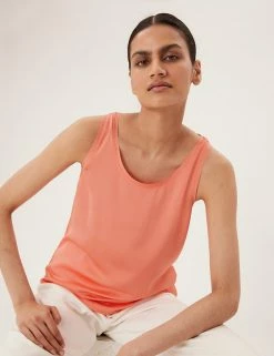 Coupon 🔥 M&S Collection Vests Round Neck Regular Fit Sleeveless Vest Top 👍 -New In Womens Sales 2022 SD 01 T43 7455 CG X EC 2