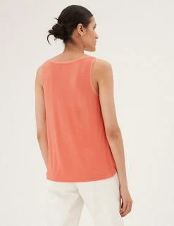 Coupon 🔥 M&S Collection Vests Round Neck Regular Fit Sleeveless Vest Top 👍 -New In Womens Sales 2022 SD 01 T43 7455 CG X EC 3