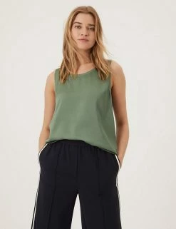 Coupon 🔥 M&S Collection Vests Round Neck Regular Fit Sleeveless Vest Top 👍