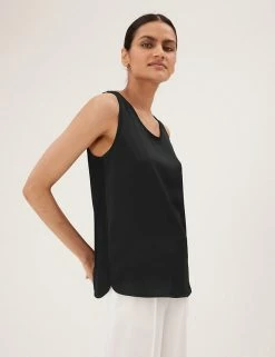 Coupon 🔥 M&S Collection Vests Round Neck Regular Fit Sleeveless Vest Top 👍 -New In Womens Sales 2022 SD 01 T43 7455 Y0 X EC 1