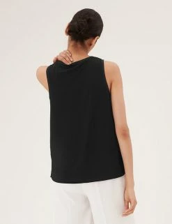 Coupon 🔥 M&S Collection Vests Round Neck Regular Fit Sleeveless Vest Top 👍 -New In Womens Sales 2022 SD 01 T43 7455 Y0 X EC 3