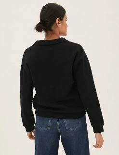 Outlet 😉 M&S Collection Sweatshirts Cotton Rich Regular Fit Sweatshirt 😀 -New In Womens Sales 2022 SD 01 T43 7504 Y0 X EC 1