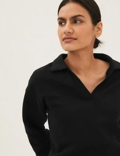 Outlet 😉 M&S Collection Sweatshirts Cotton Rich Regular Fit Sweatshirt 😀 -New In Womens Sales 2022 SD 01 T43 7504 Y0 X EC 3