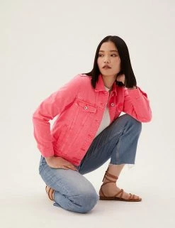 Best deal 🎁 M&S Collection 🧥 Coats & Jackets Pure Cotton Denim Jacket 🔥 -New In Womens Sales 2022 SD 01 T49 4114 CG X EC 3