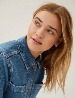 Outlet ✔️ M&S Collection 🧥 Coats & Jackets Cotton Rich Denim Utility Jacket 👍 -New In Womens Sales 2022 SD 01 T49 4498 XB X EC 1