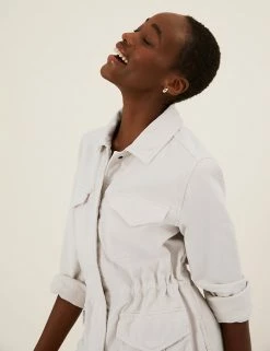 Promo 🛒 M&S Collection 🧥 Coats & Jackets Cotton Blend Waisted Utility Jacket 🛒 -New In Womens Sales 2022 SD 01 T49 4532 EK X EC 0