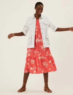 Promo 🛒 M&S Collection 🧥 Coats & Jackets Cotton Blend Waisted Utility Jacket 🛒 -New In Womens Sales 2022 SD 01 T49 4532 EK X EC 2