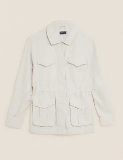 Promo 🛒 M&S Collection 🧥 Coats & Jackets Cotton Blend Waisted Utility Jacket 🛒 -New In Womens Sales 2022 SD 01 T49 4532 EK X EC 90