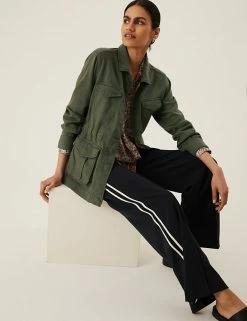 Promo 🛒 M&S Collection 🧥 Coats & Jackets Cotton Blend Waisted Utility Jacket 🛒 -New In Womens Sales 2022 SD 01 T49 4532 O5 X EC 2