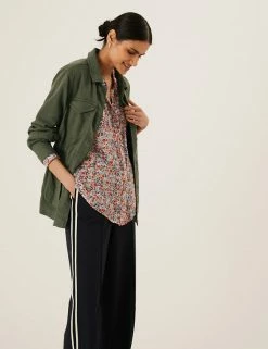 Promo 🛒 M&S Collection 🧥 Coats & Jackets Cotton Blend Waisted Utility Jacket 🛒 -New In Womens Sales 2022 SD 01 T49 4532 O5 X EC 3